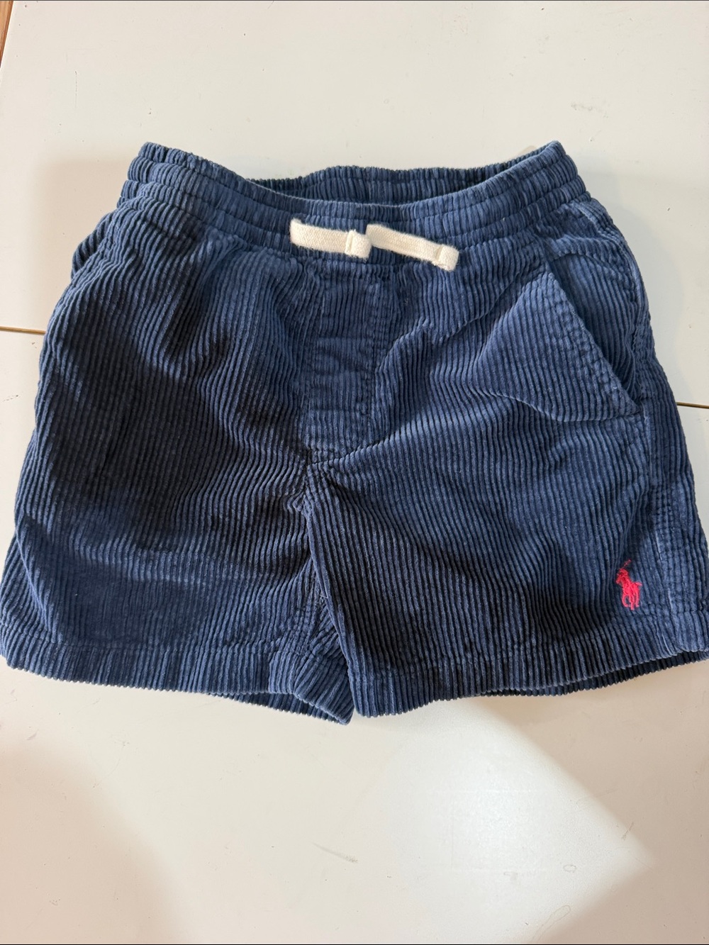Polo by Ralph Lauren Navy Corduroy Kids Shorts with Red Pony